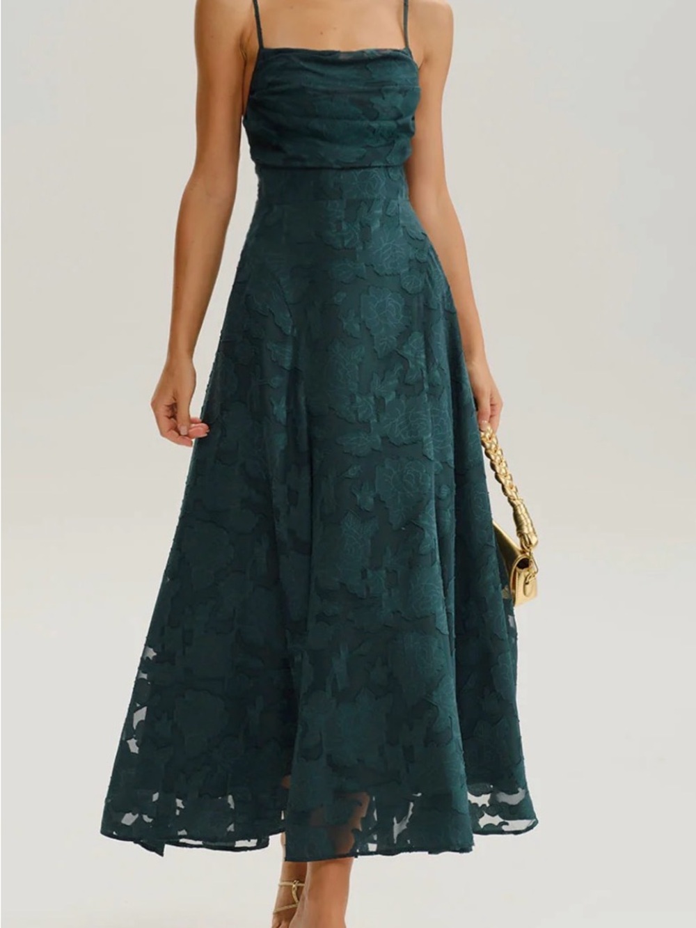 Dark Teal Lace A-Line Spaghetti Strap Dress